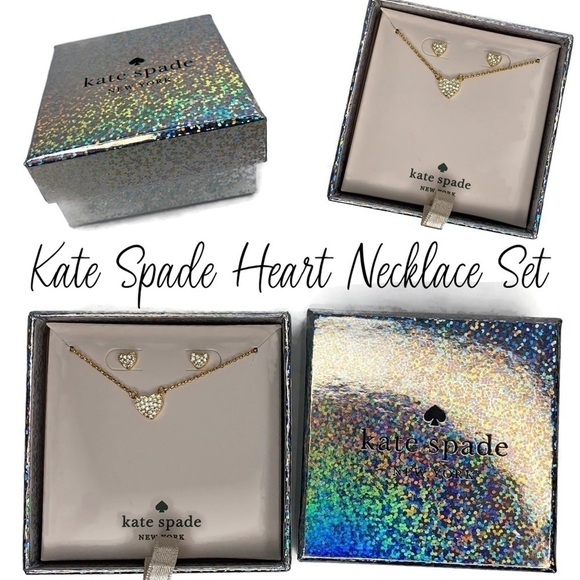Kate Spade Heart Necklace Earrings Box Jewelry Set - Picture 5 of 10